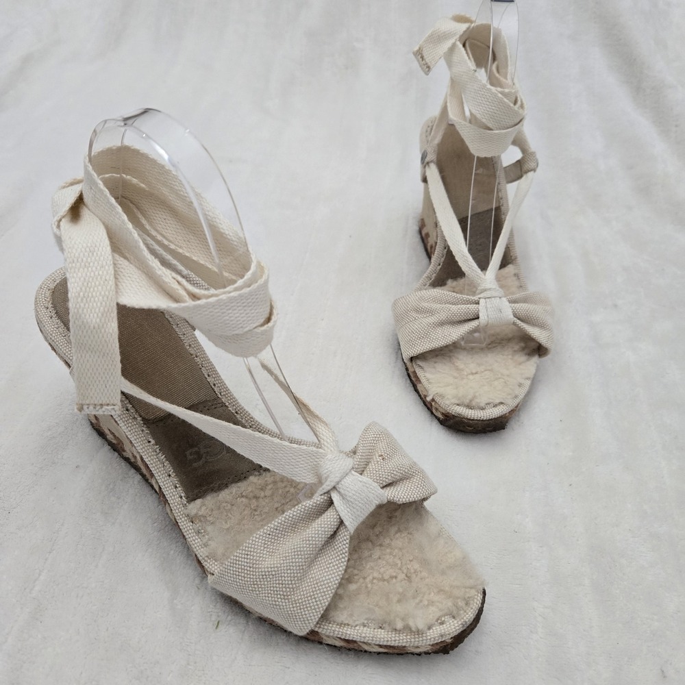 UGG Australia‎ Wedge Gladiator Sandals Sz 10 Beige Espadrilles Open Toe Coastal